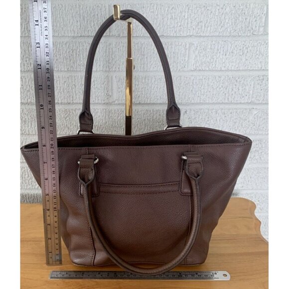 TIGNANELLO Brown Genuine Leather Double Handle Medium Size Bag Purse Lined EUC - Picture 11 of 14